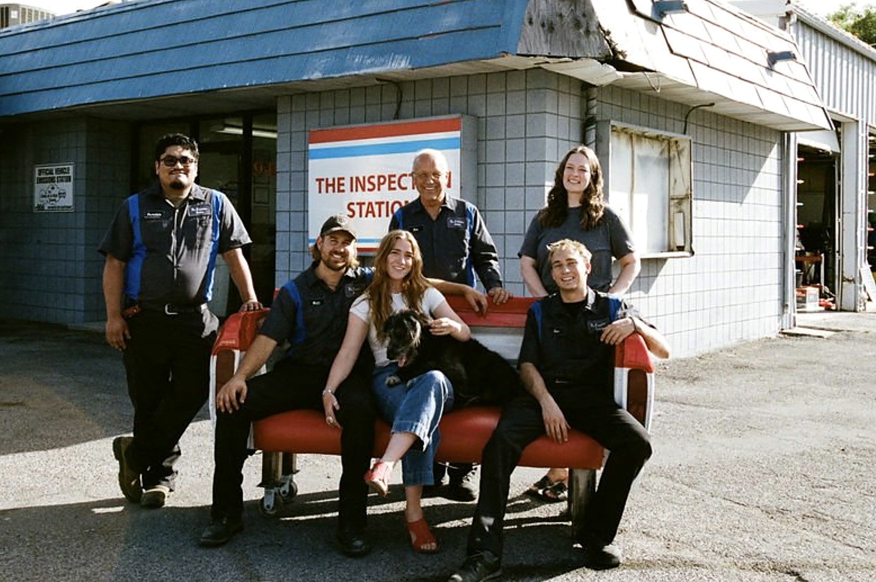 Matt and the Inspection Station crew in front of the shop at 946 S State St in Orem